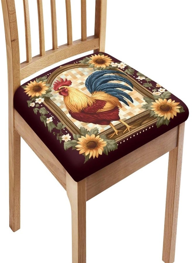 Pzuqiu Chicken Rooster Sunflower Seat Cushion Cover for Dining Chair Durable Chair Cushion Slipcover Anti-Scratch Chair Seat Protective Covers Easy Install Clean, 6 Packs - Image 1